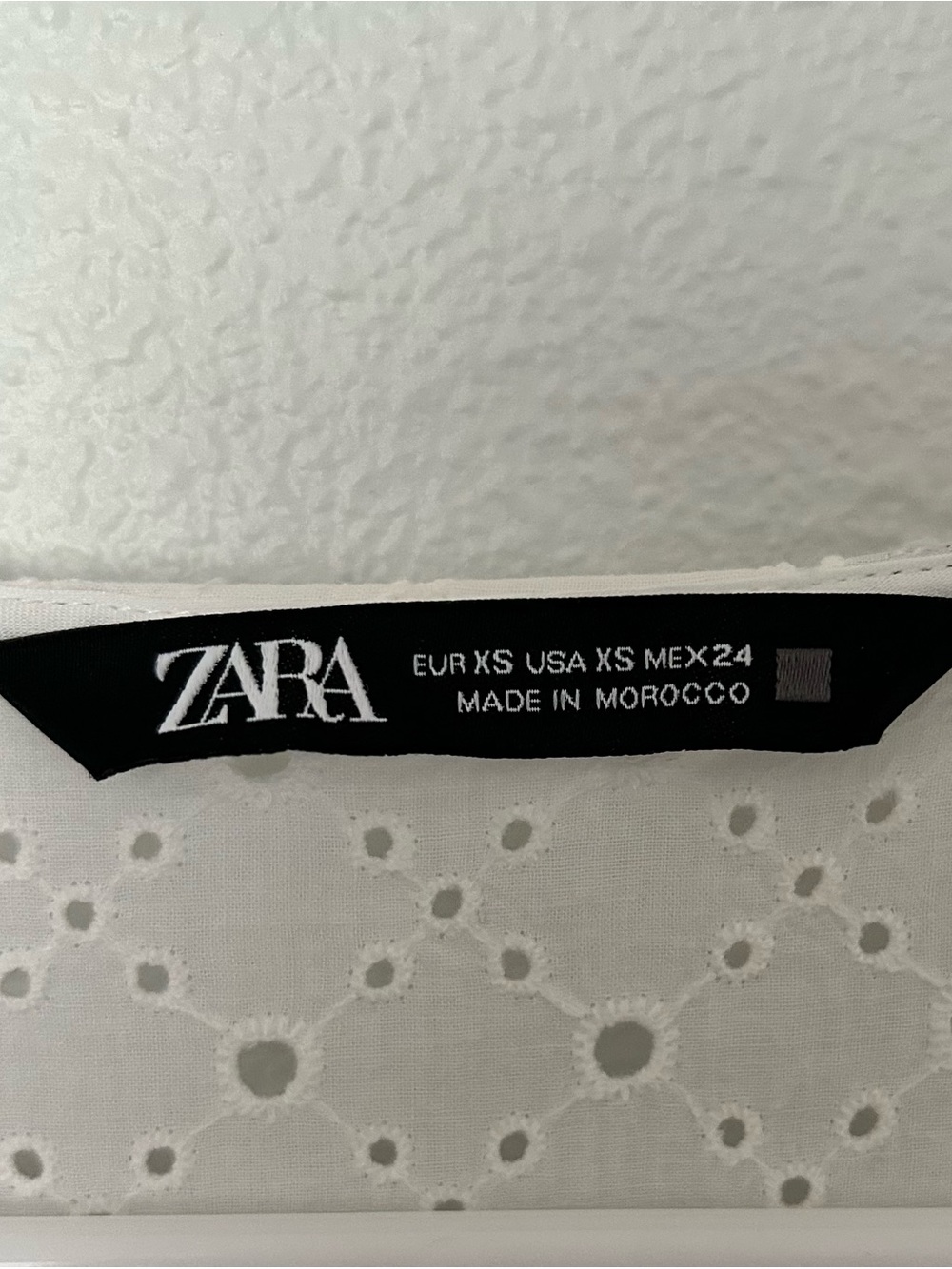 Zara | White Openwork Embroidered Eyelet Midi Dress | Size XS - Picture 9 of 9